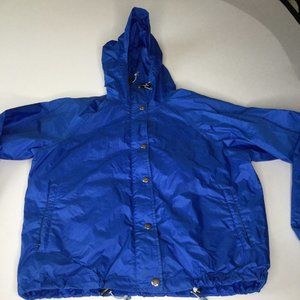 Vintage The North Face Women's Retro Nylon Blue Rain Zip Hooded Jacket Sz S/M